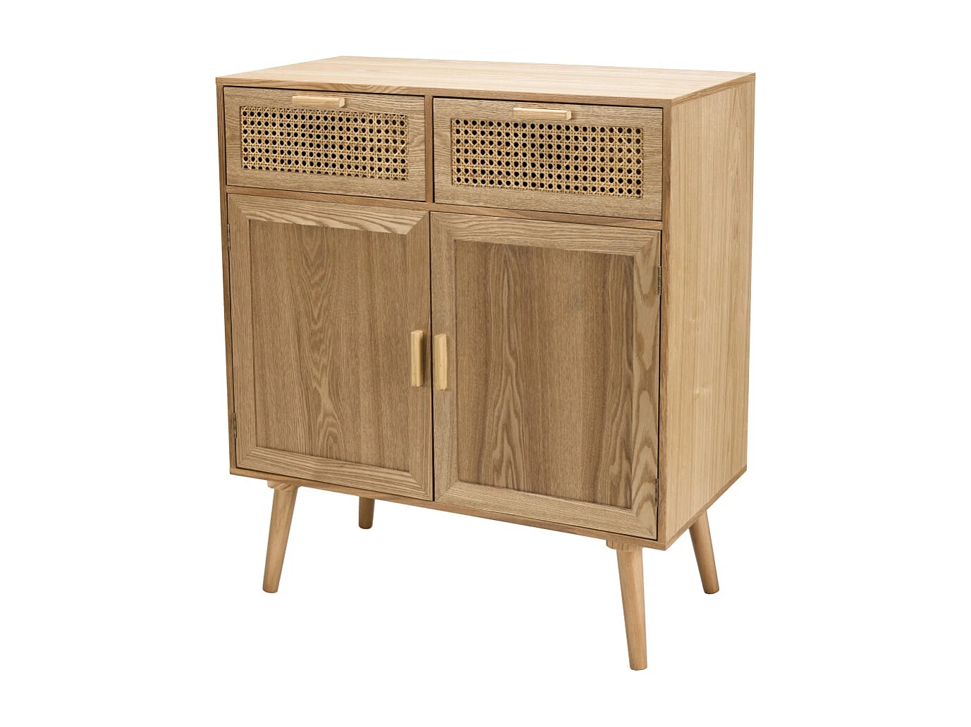 RODRIGO - Buffet couleur naturelle 2 tiroirs 2 portes bois cannage