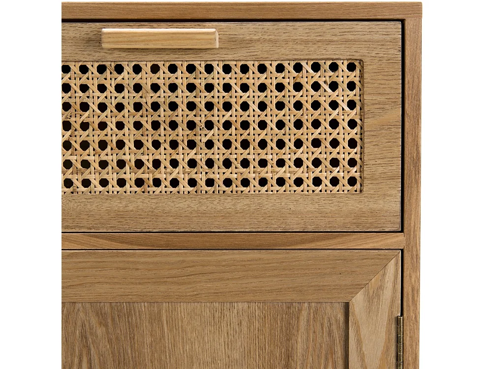 RODRIGO - Buffet couleur naturelle 2 tiroirs 2 portes bois cannage