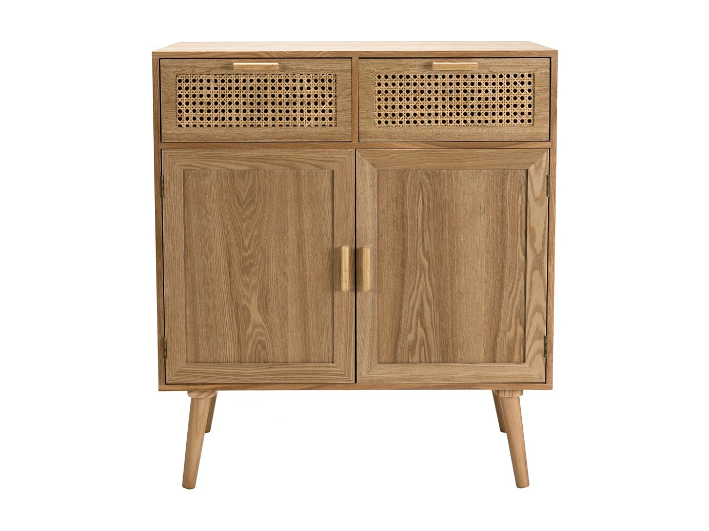 RODRIGO - Buffet couleur naturelle 2 tiroirs 2 portes bois cannage