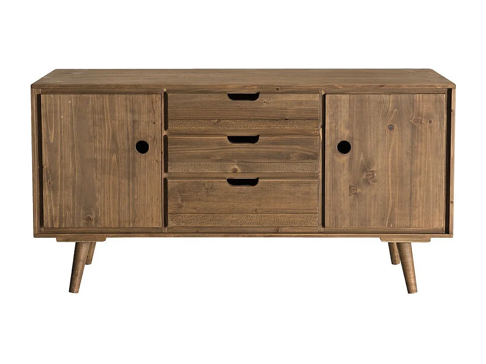 ANDY - Buffet scandi marron bois 2 portes 3 tiroirs