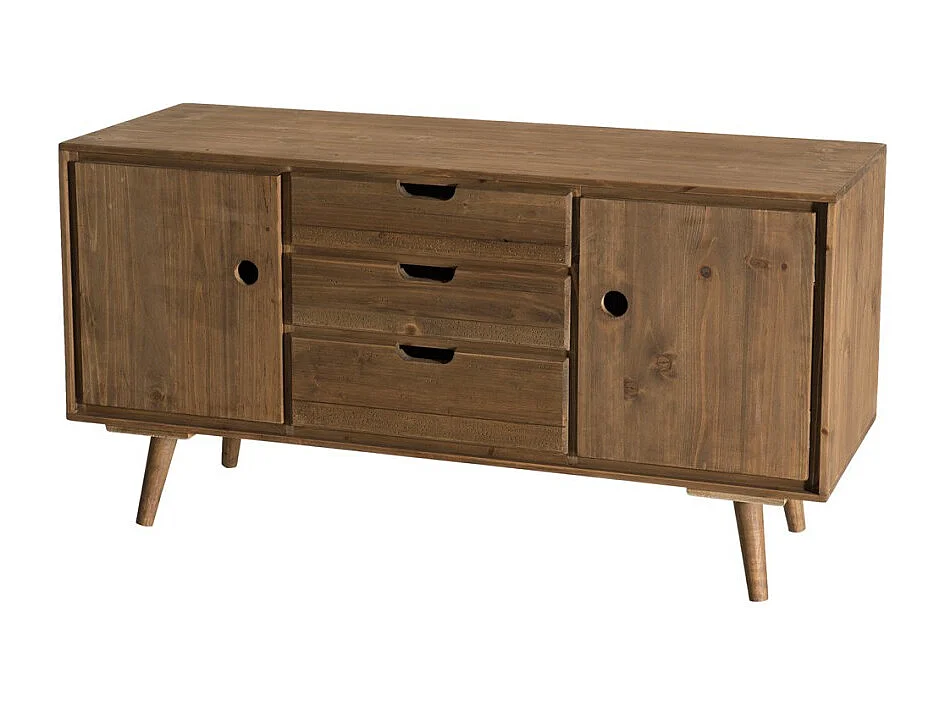 ANDY - Buffet scandi marron bois 2 portes 3 tiroirs