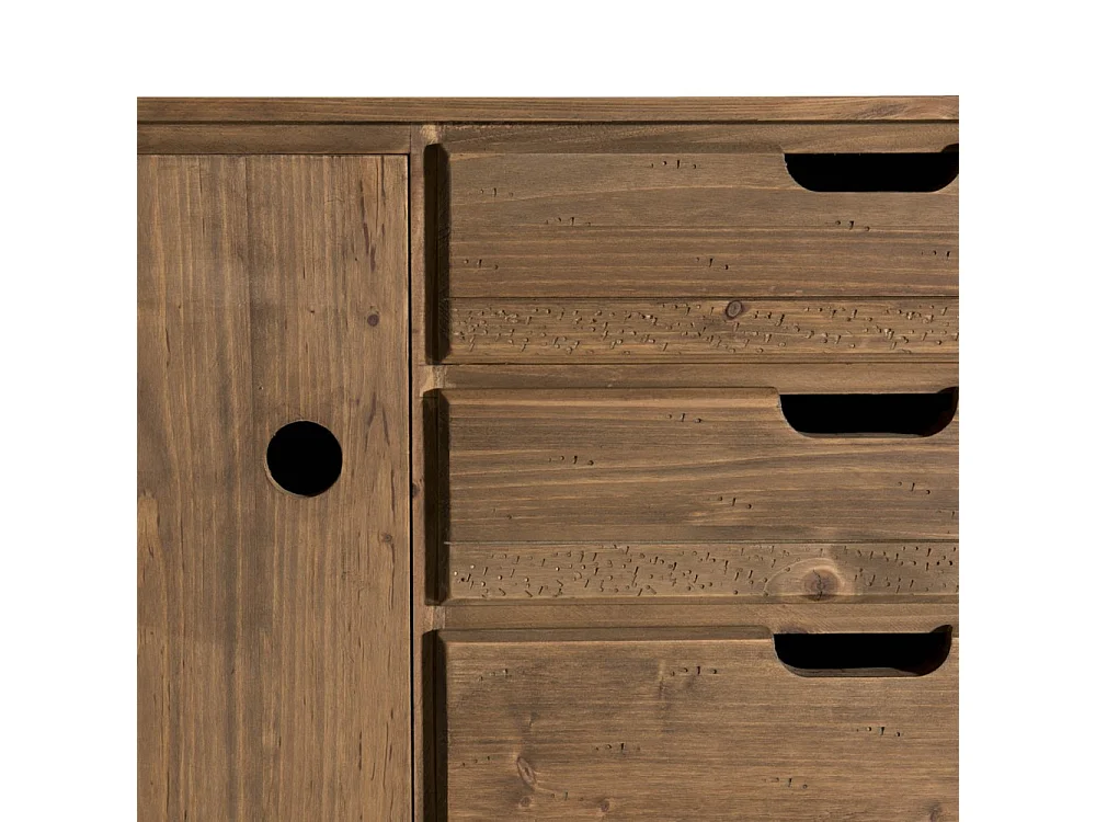 ANDY - Buffet scandi marron bois 2 portes 3 tiroirs