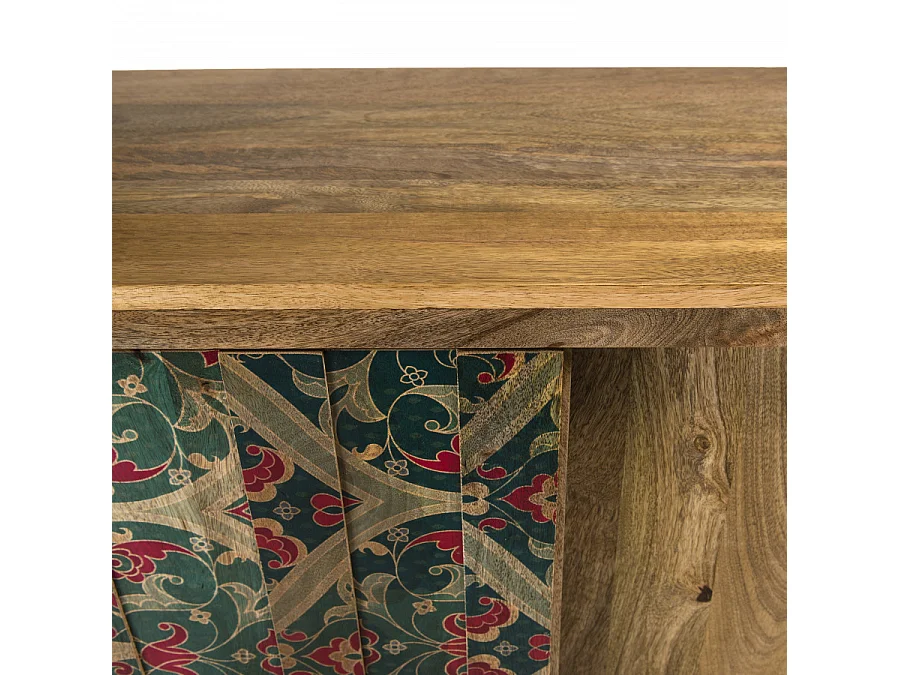 IRENE - Buffet bois Manguier naturel 160x45cm 2 portes coulissantes 1 étagère Bali