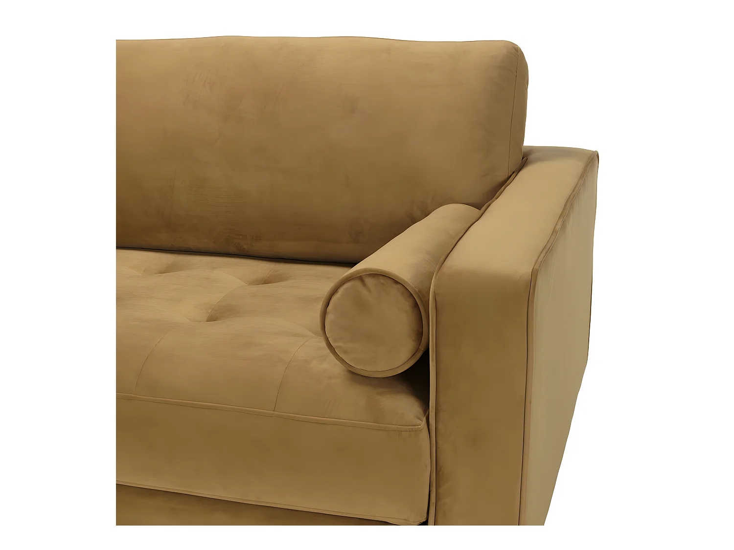 NOE - Canapé MADRID 3 places tissu couleur camel pieds bois