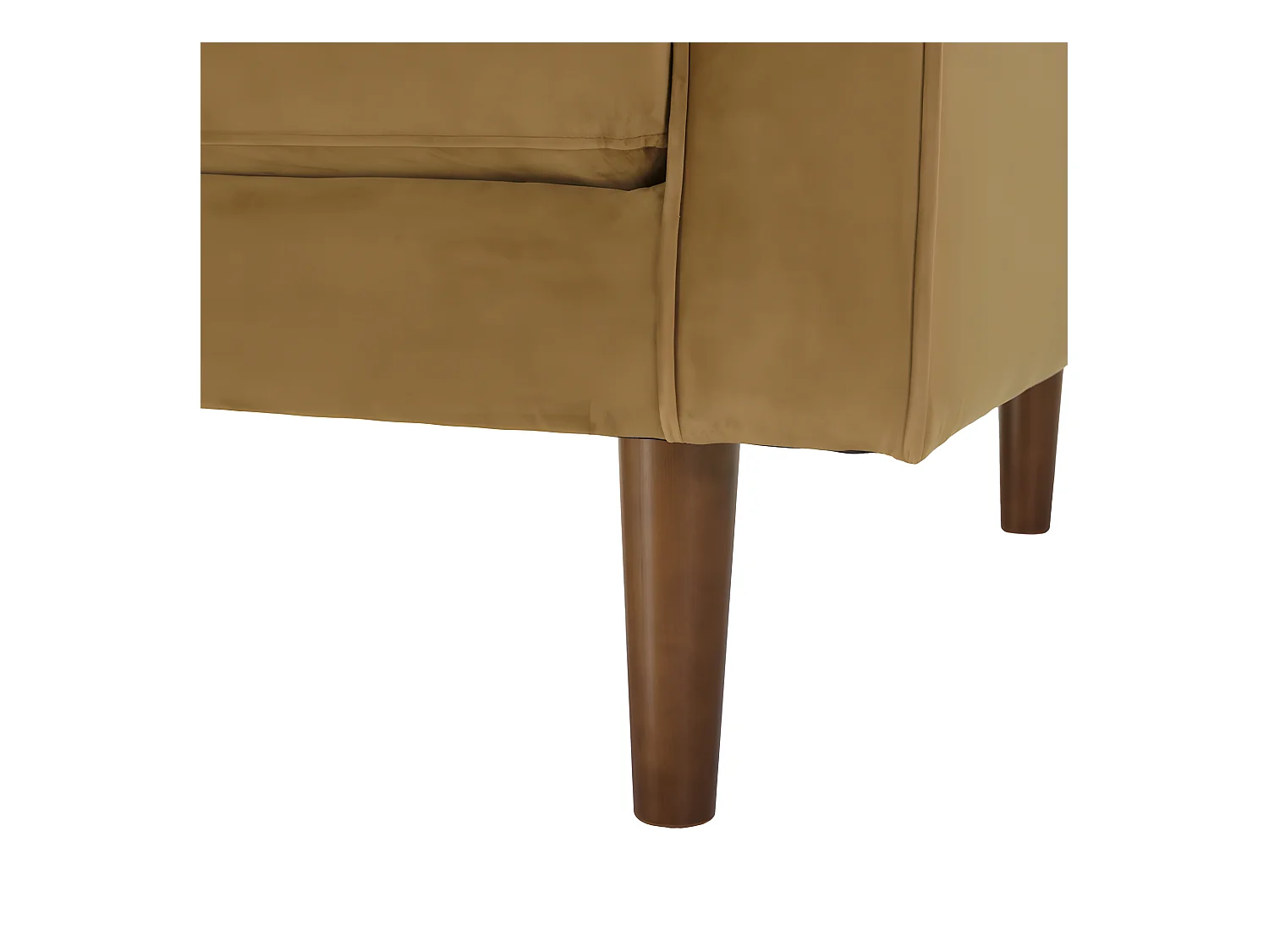 NOE - Canapé MADRID 3 places tissu couleur camel pieds bois