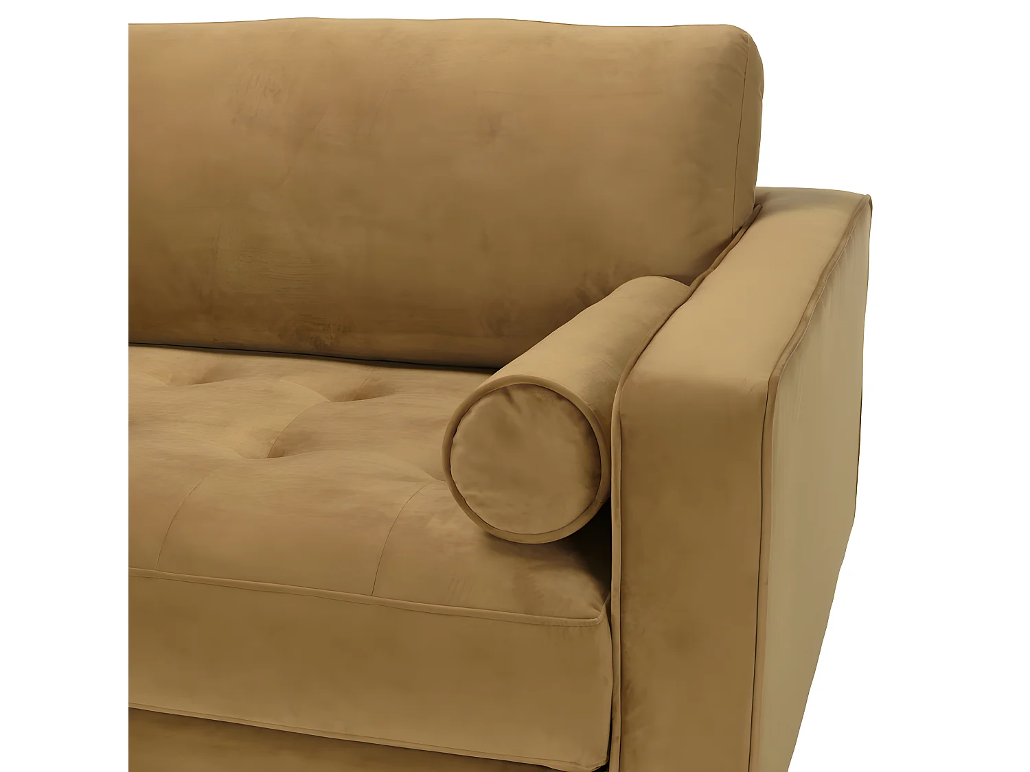 NOE - Canapé MADRID 3 places tissu couleur camel pieds bois