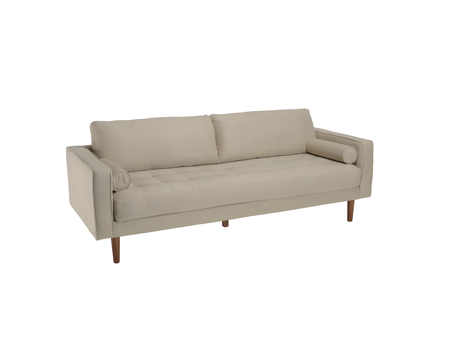 NOE - Canapé beige 4 places pieds en bois