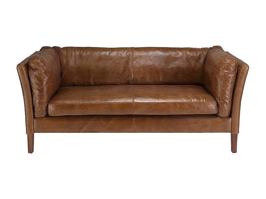 GASTON - Canapé marron MILANO vintage cuir 3 places pieds bois