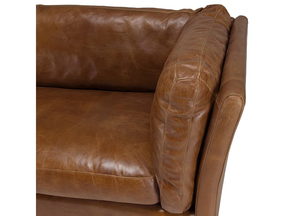 GASTON - Canapé marron MILANO vintage cuir 3 places pieds bois