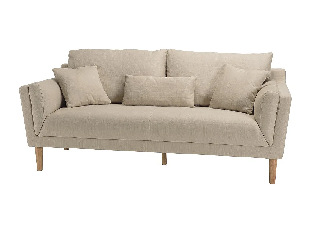 NELSON - Canapé beige 3 places pieds en bois
