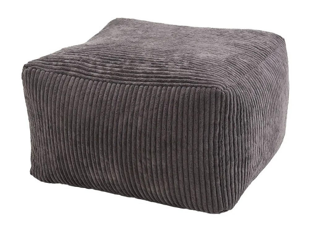 AGATHE - Pouf carré 57x57cm tissu velours côtelé gris anthracite