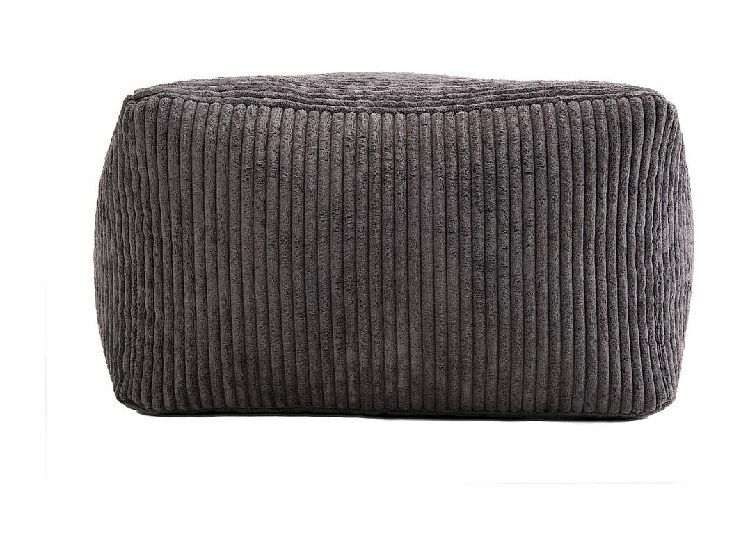 AGATHE - Pouf carré 57x57cm tissu velours côtelé gris anthracite