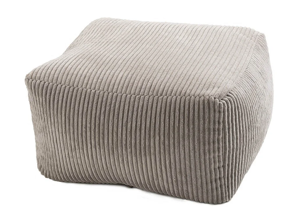 AGATHE - Pouf carré 57x57cm tissu velours côtelé gris