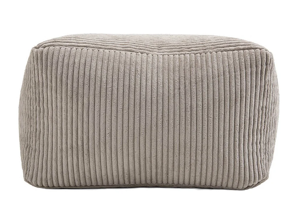 AGATHE - Pouf carré 57x57cm tissu velours côtelé gris