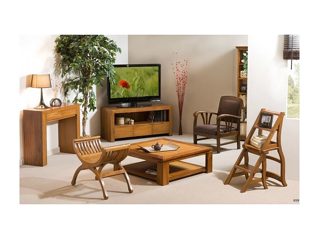 API - Tabouret / Yuyu 1 place bois Teck marron