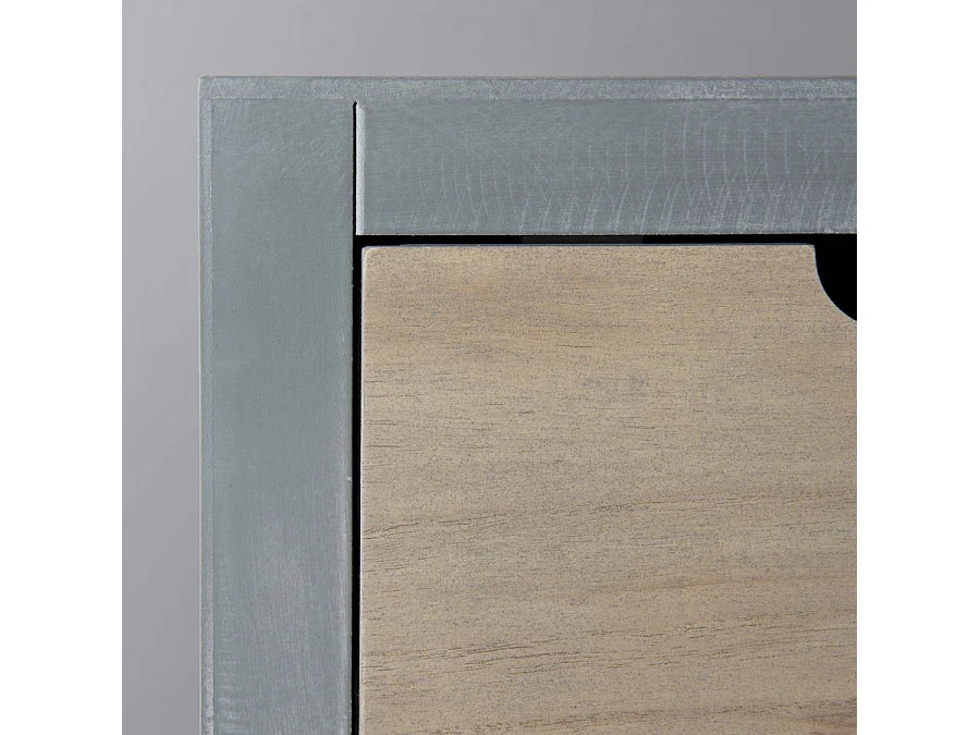 MARTIN - Commode grise 6 tiroirs beiges bois Pin