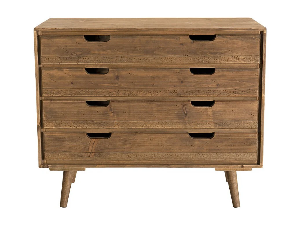 ANDY - Commode scandi bois marron 4 tiroirs