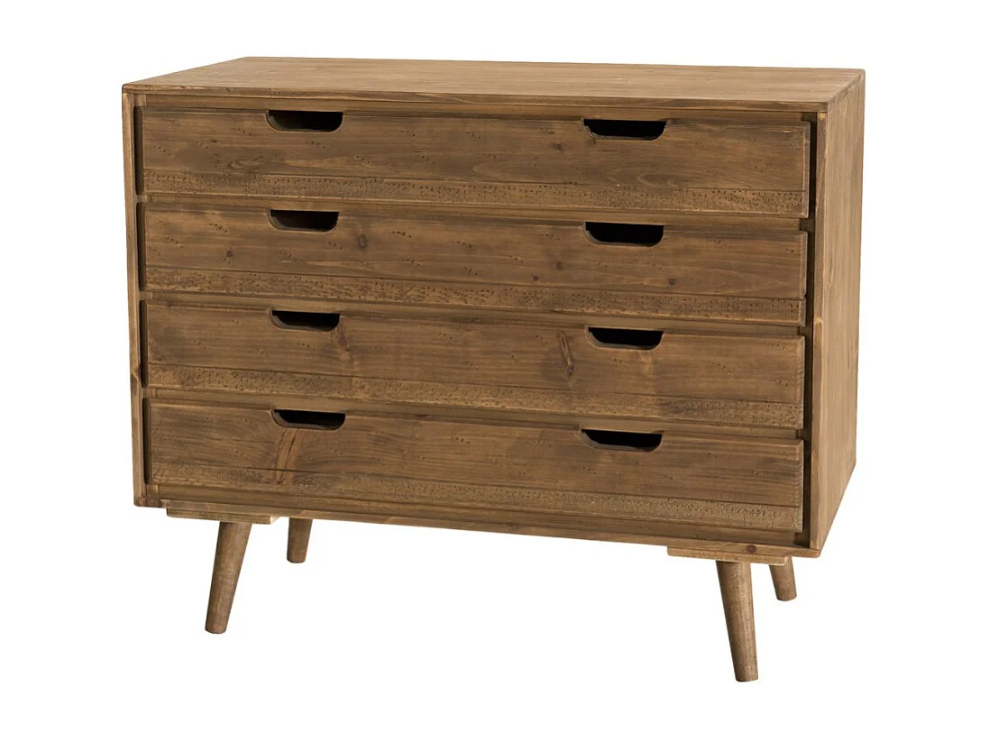 ANDY - Commode scandi bois marron 4 tiroirs