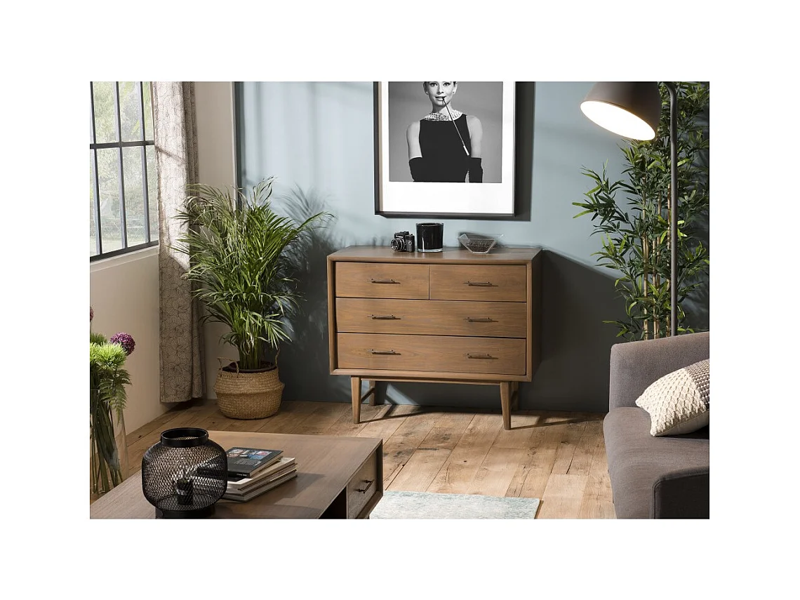 LARA - Commode 4 tiroirs bois Mindi