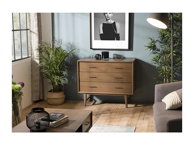 LARA - Commode 4 tiroirs bois Mindi