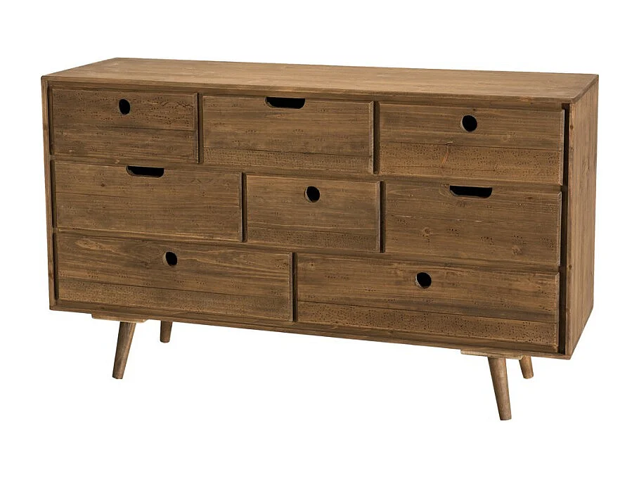ANDY - Commode scandi bois marron 8 tiroirs