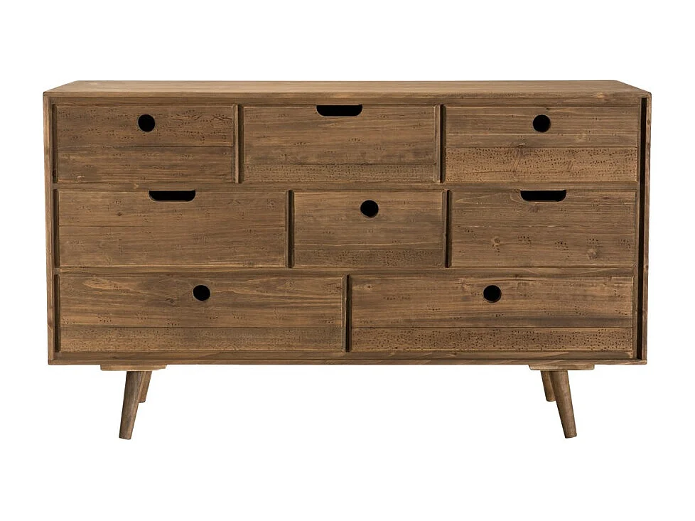 ANDY - Commode scandi bois marron 8 tiroirs