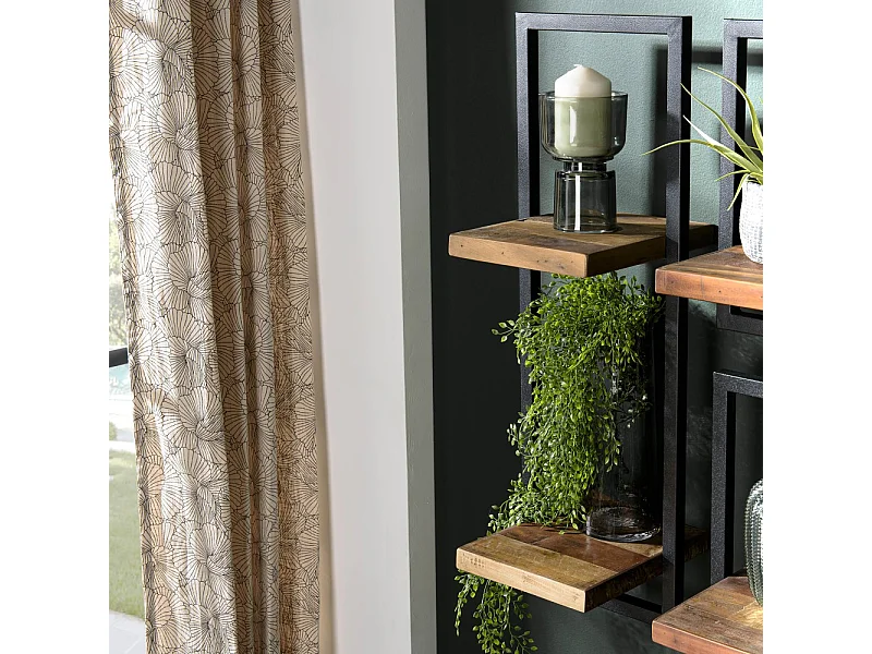 SIXTINE - Étagère murale 2 plateaux en bois de teck recyclé marron