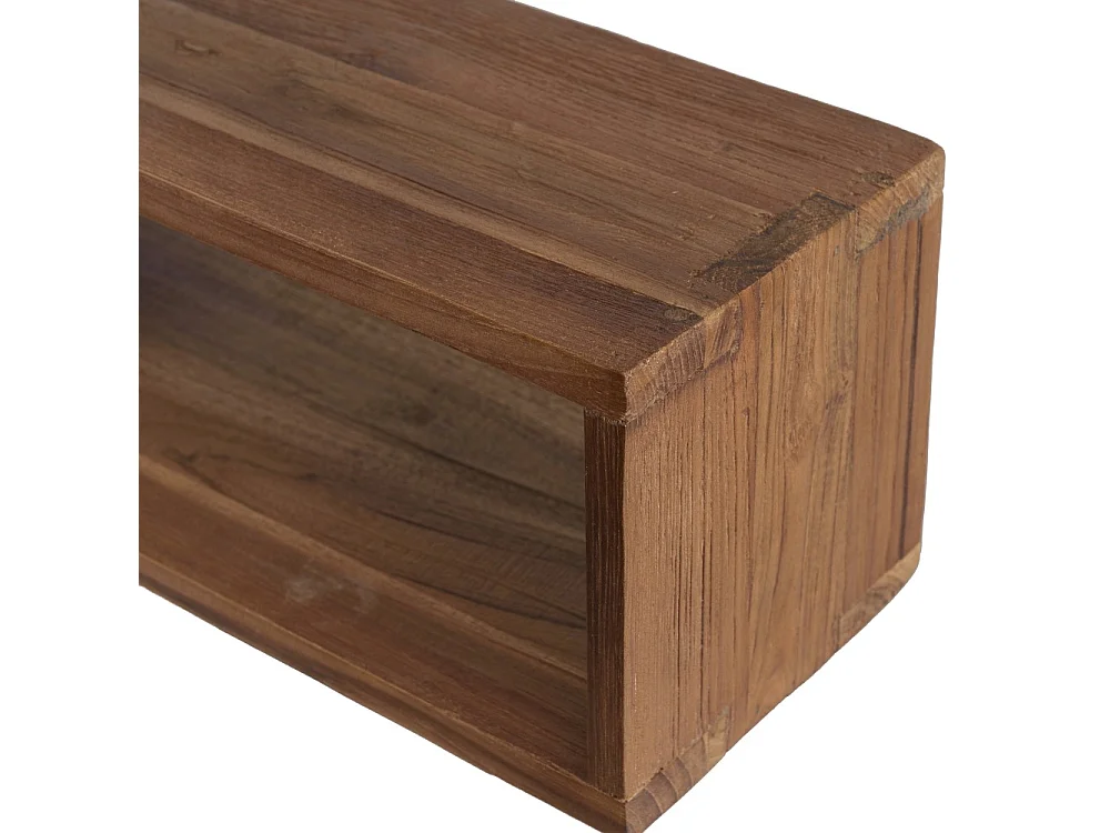 SIXTINE - Étagère murale marron rect. 2 niches bois teck recyclé