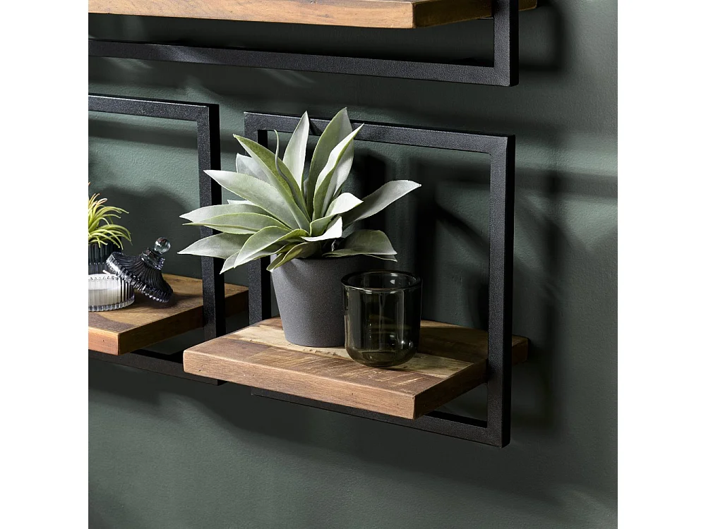 SIXTINE - Étagère murale plateau 35x25cm bois de teck recyclé marron