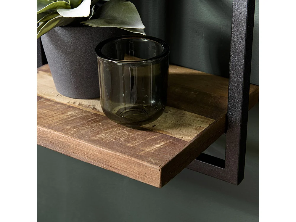 SIXTINE - Étagère murale plateau 35x25cm bois de teck recyclé marron