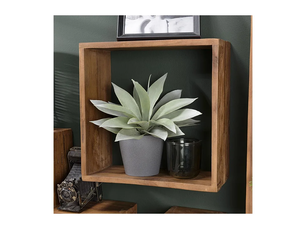 SIXTINE - Étagère murale marron carrée 35x35cm 1 niche bois teck recyclé
