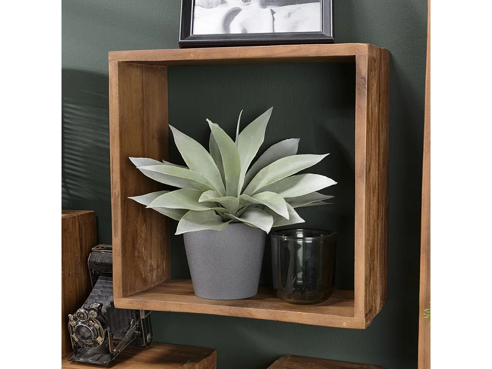 SIXTINE - Étagère murale marron 35x35cm 1 niche bois teck recyclé