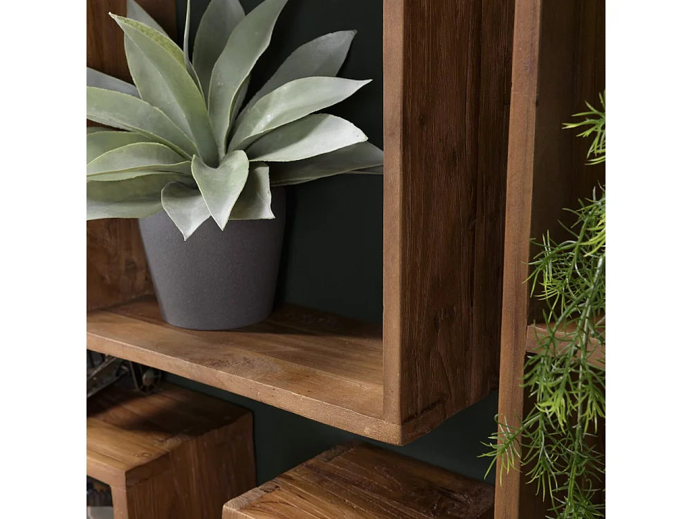 SIXTINE - Étagère murale marron 35x35cm 1 niche bois teck recyclé