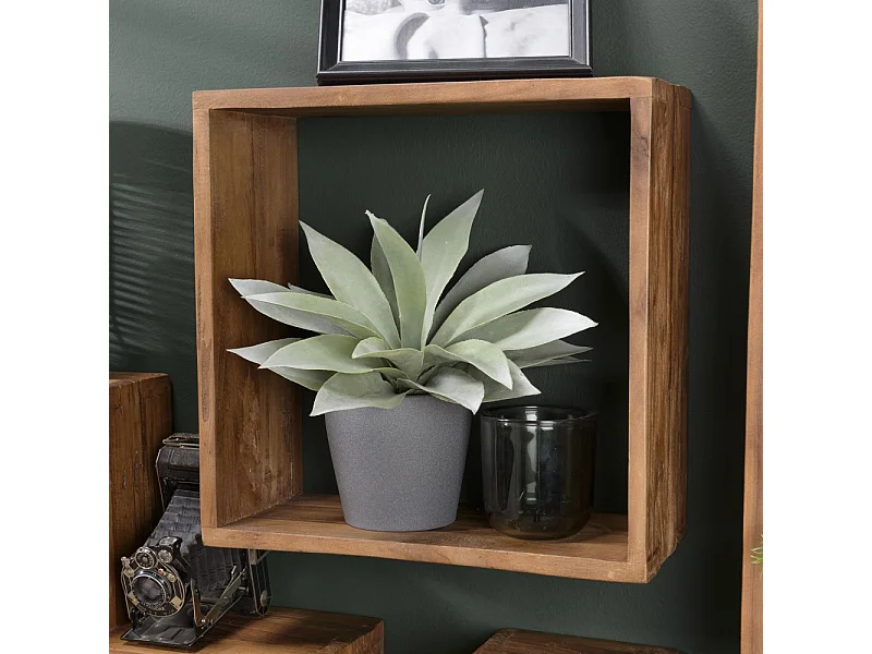 SIXTINE - Étagère murale marron 35x35cm 1 niche bois teck recyclé