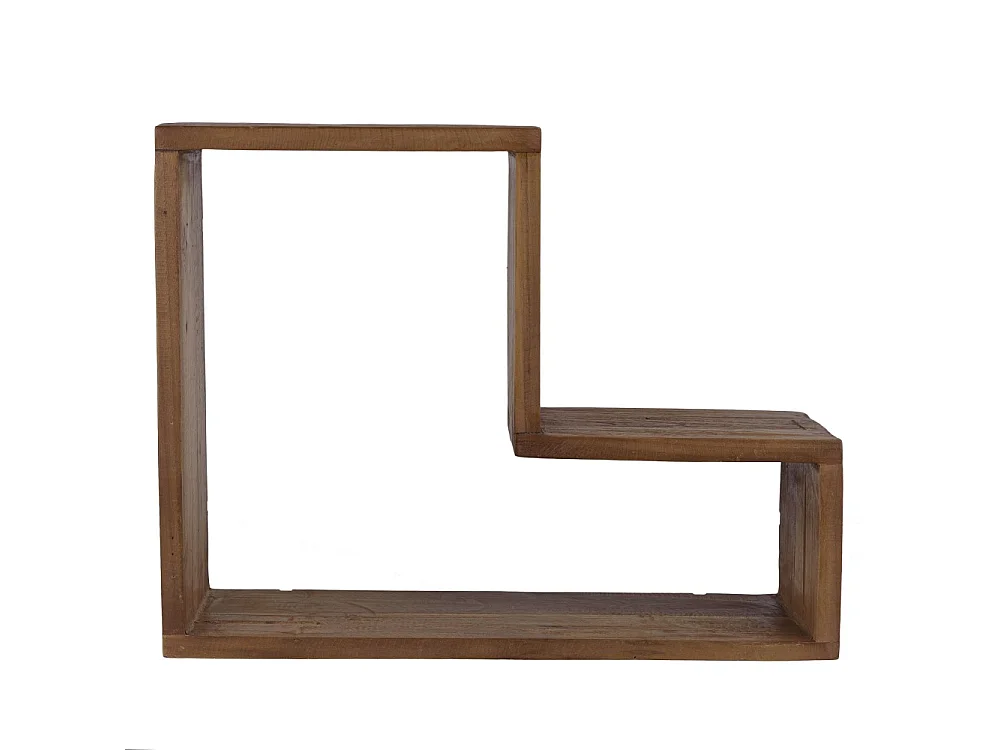 SIXTINE - Étagère murale marron forme 'L' 1 niche bois teck recyclé