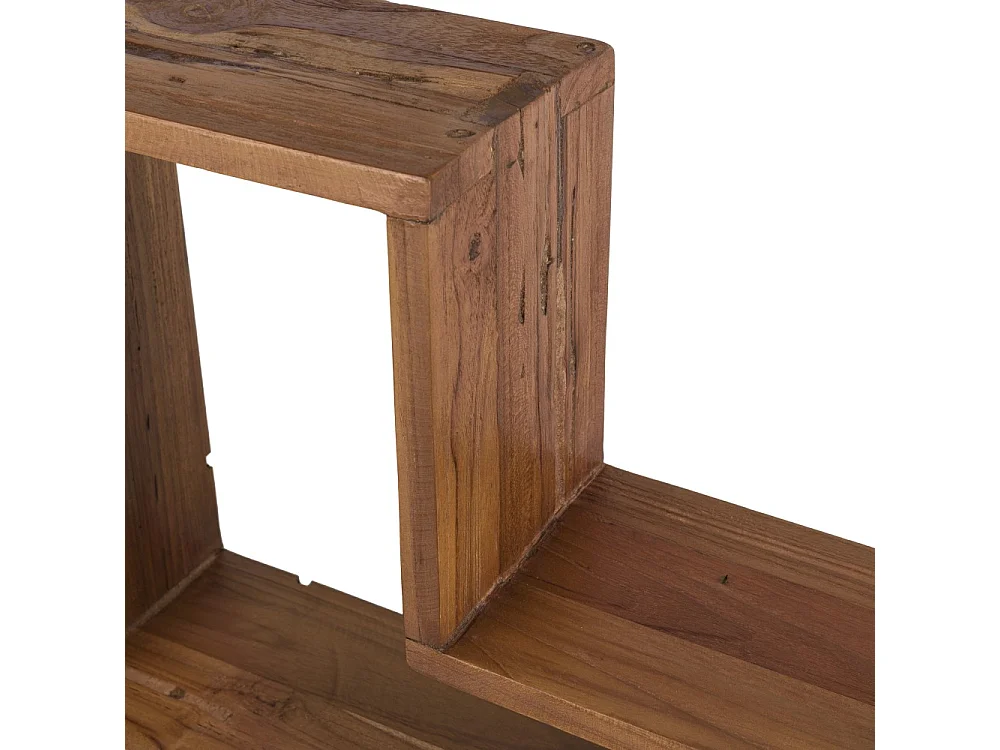 SIXTINE - Étagère murale marron forme 'L' 1 niche bois teck recyclé