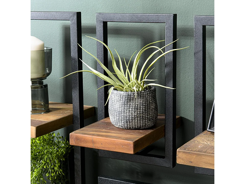 SIXTINE - Étagère murale plateau 20x25cm en bois teck recyclé marron