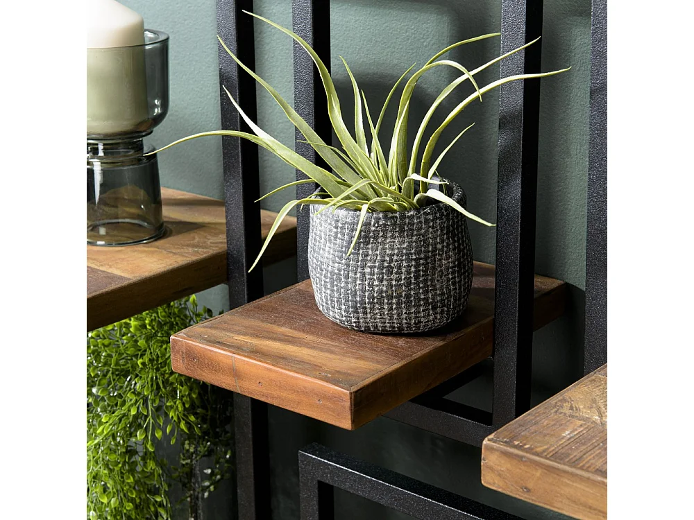 SIXTINE - Étagère murale plateau 20x25cm en bois teck recyclé marron