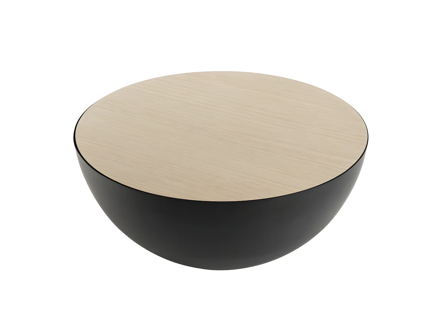 THEODORE - Table basse coque 70x70cm base métal plateau bois clair