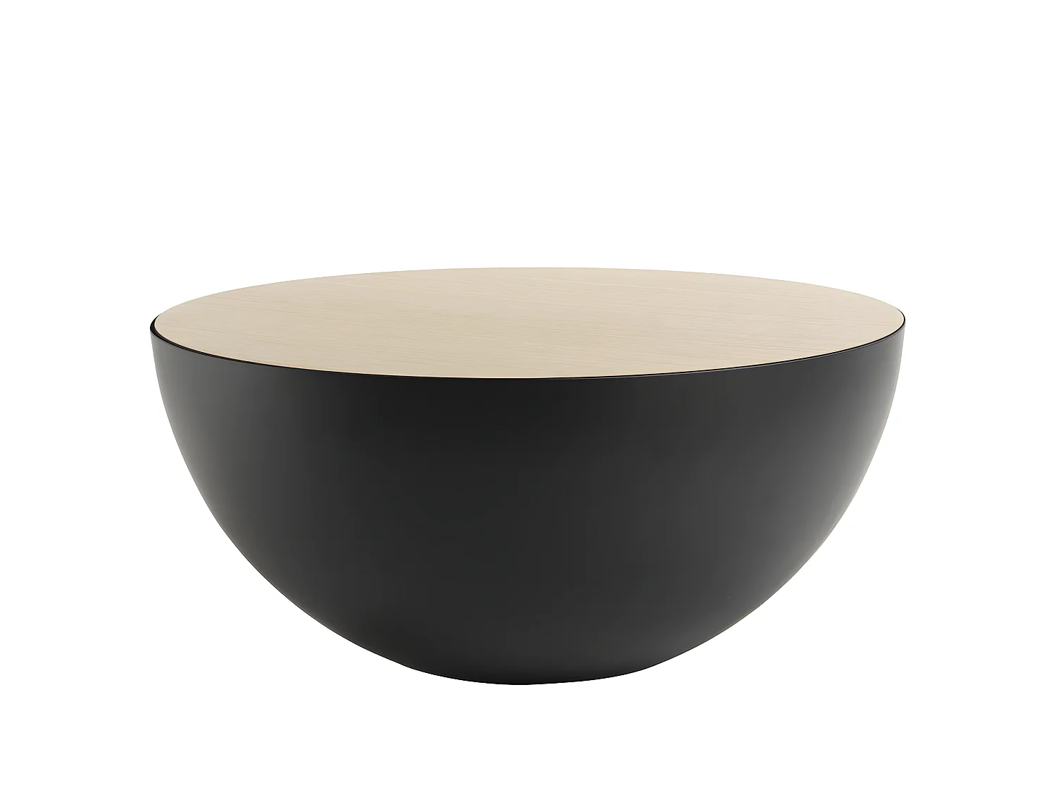 THEODORE - Table basse coque 70x70cm base métal plateau bois clair