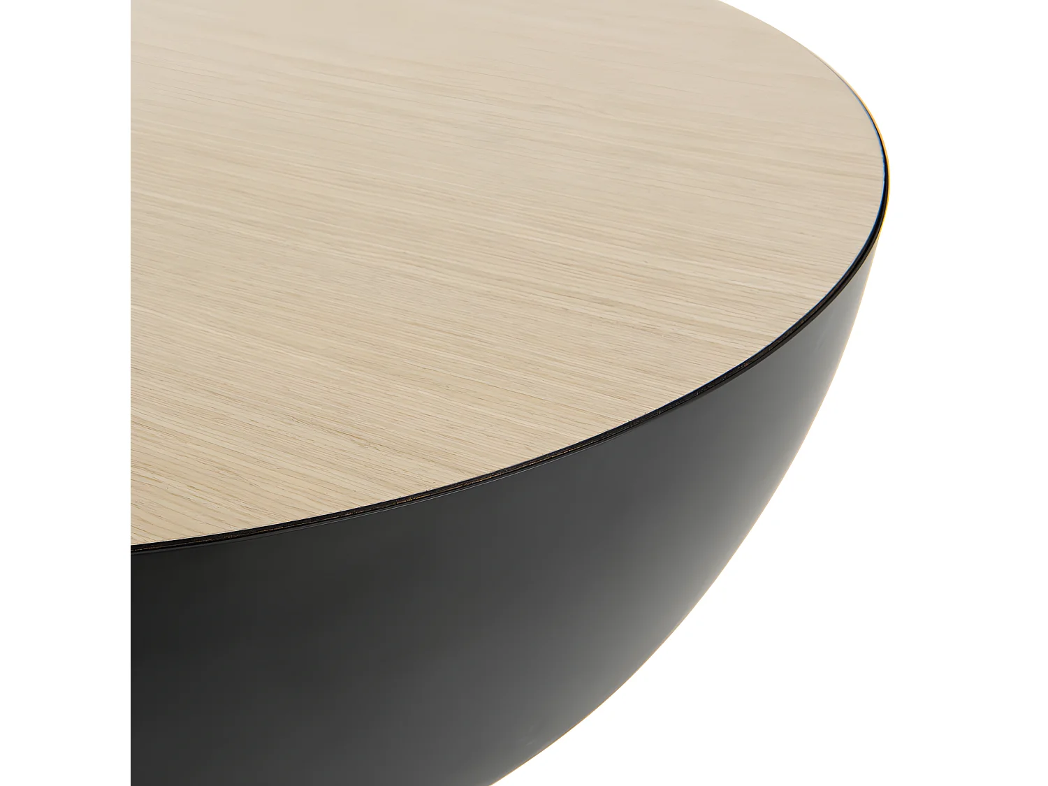 THEODORE - Table basse coque 70x70cm base métal plateau bois clair