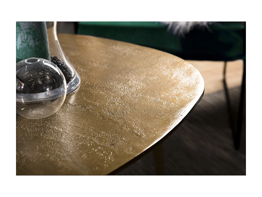 JOHAN - Table basse goutte d'eau aluminium doré