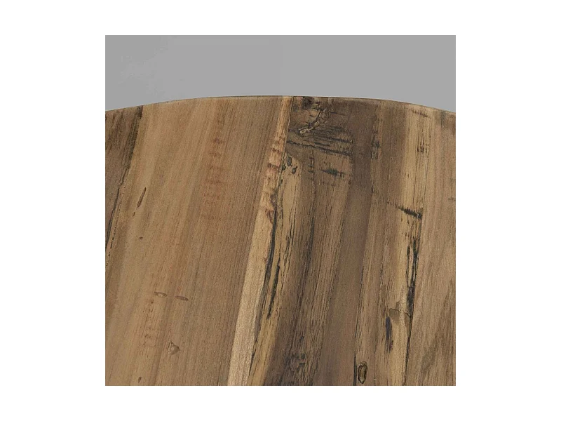 SIXTINE - Table basse coque ronde 100x100cm plateau teck recyclé piétement métal noir