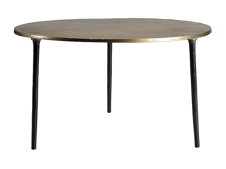 JOHAN - Table basse ronde 80x80cm plateau aluminium doré pieds noirs