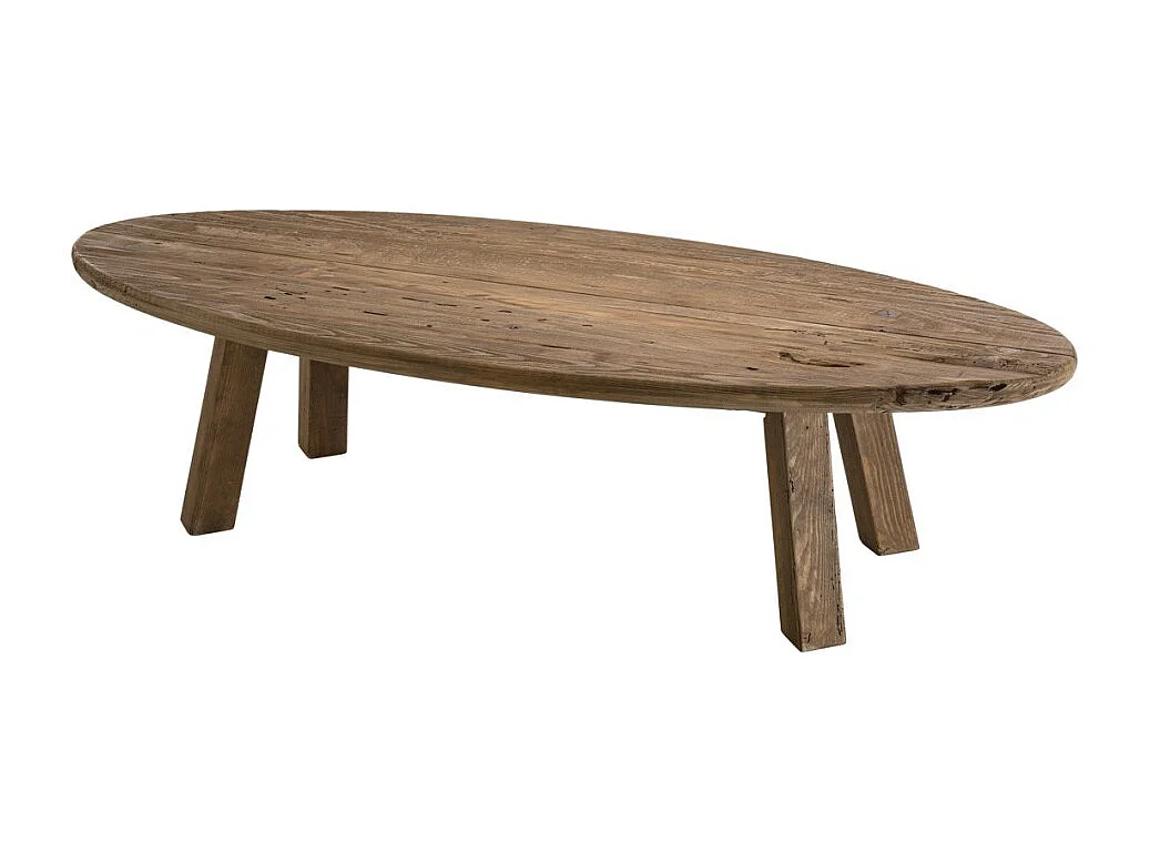 SANDY - Table basse ovale marron bois Pin recyclé