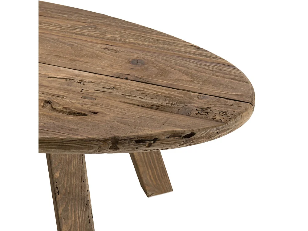 SANDY - Table basse ovale marron bois Pin recyclé