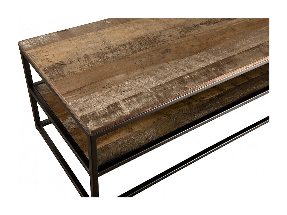 SIXTINE - Table basse rect. tablettes en bois de Teck recyclé marron