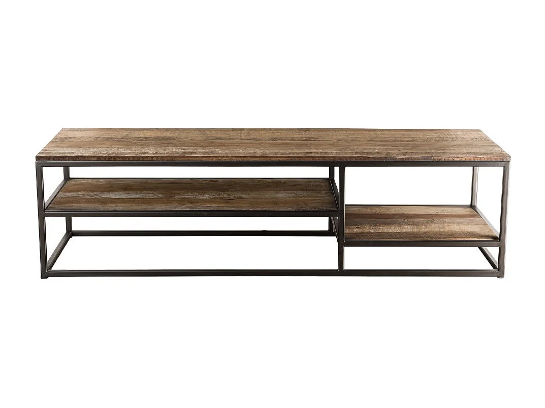 SIXTINE - Table basse rect. tablettes en bois de Teck recyclé marron