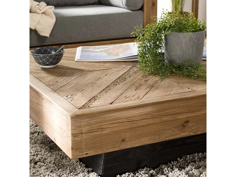 SANDY - Table basse carrée 99.5x99.5cm bois Pin recyclé marron