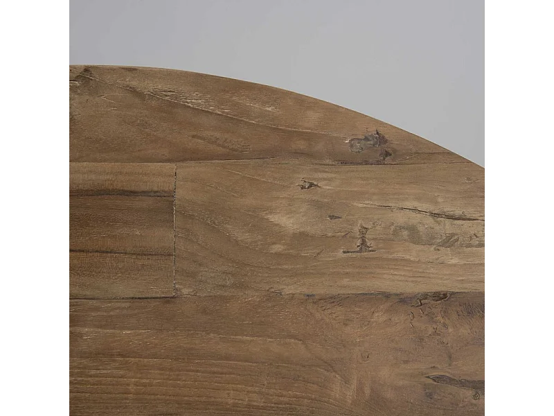 SIXTINE - Table basse double plateau 100x100cm bois teck recyclé métal noir